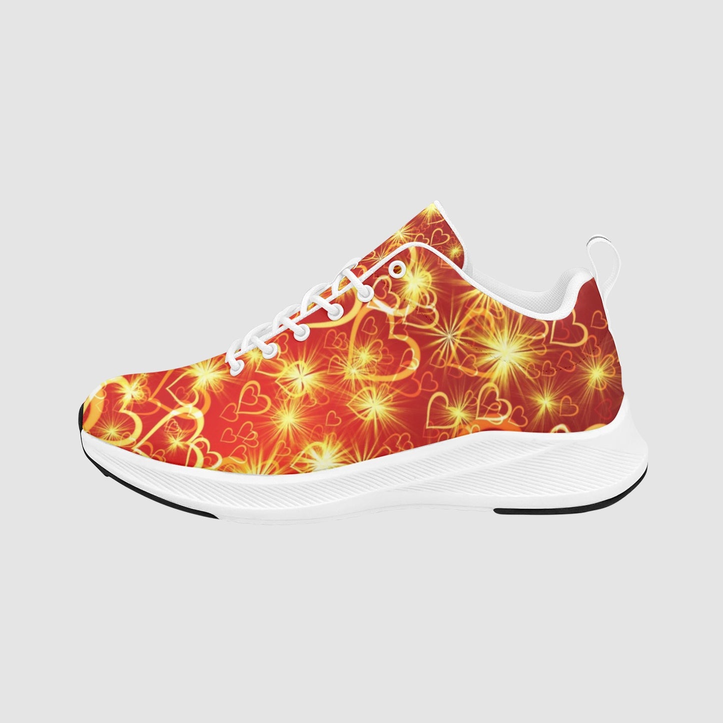 Women’s Radiant Red Yellow Heart Star Suede Breathable Running Shoes