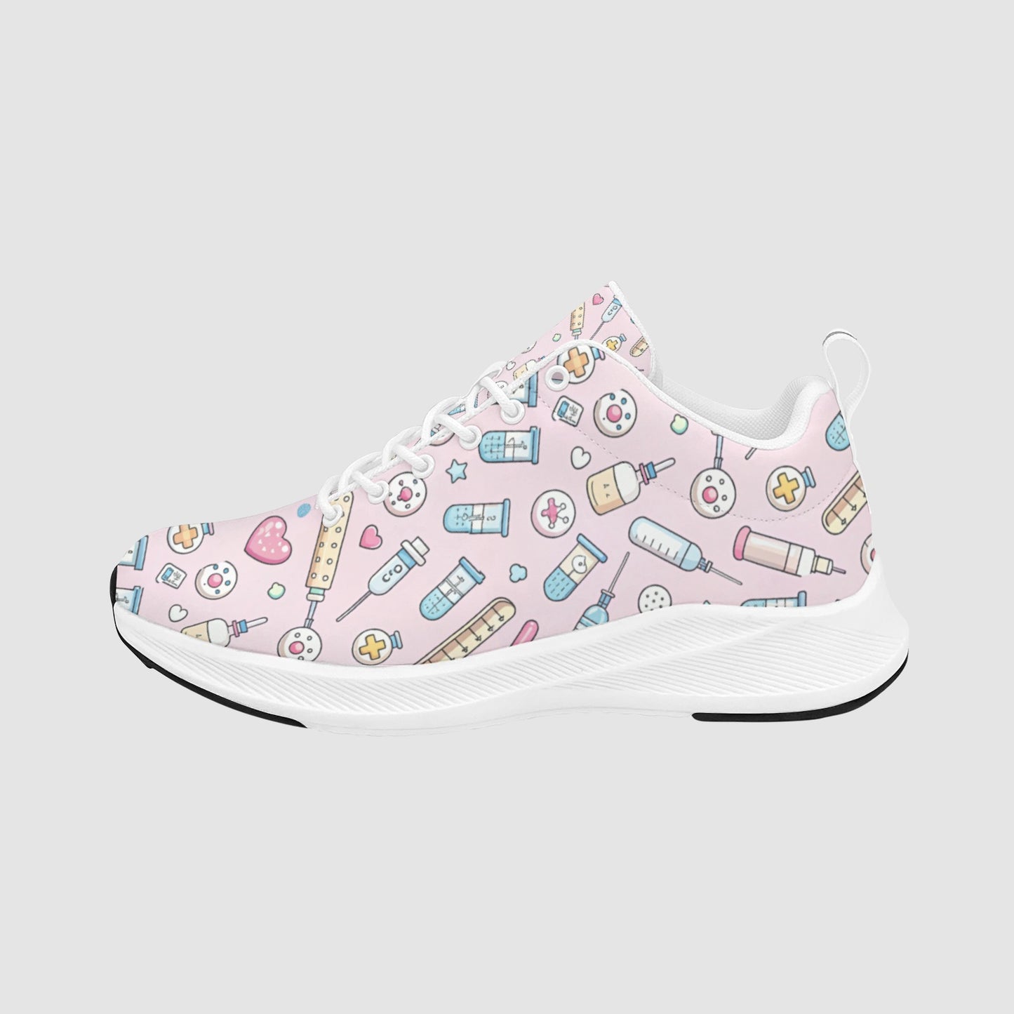 Women’s Pink Medical Icon Suede Breathable Nursing Running Sneakers