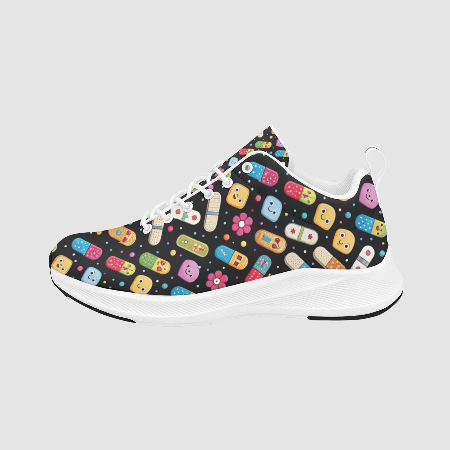 Women's Multicolor Pill Smiley Suede Breathable Nursing Running Shoes