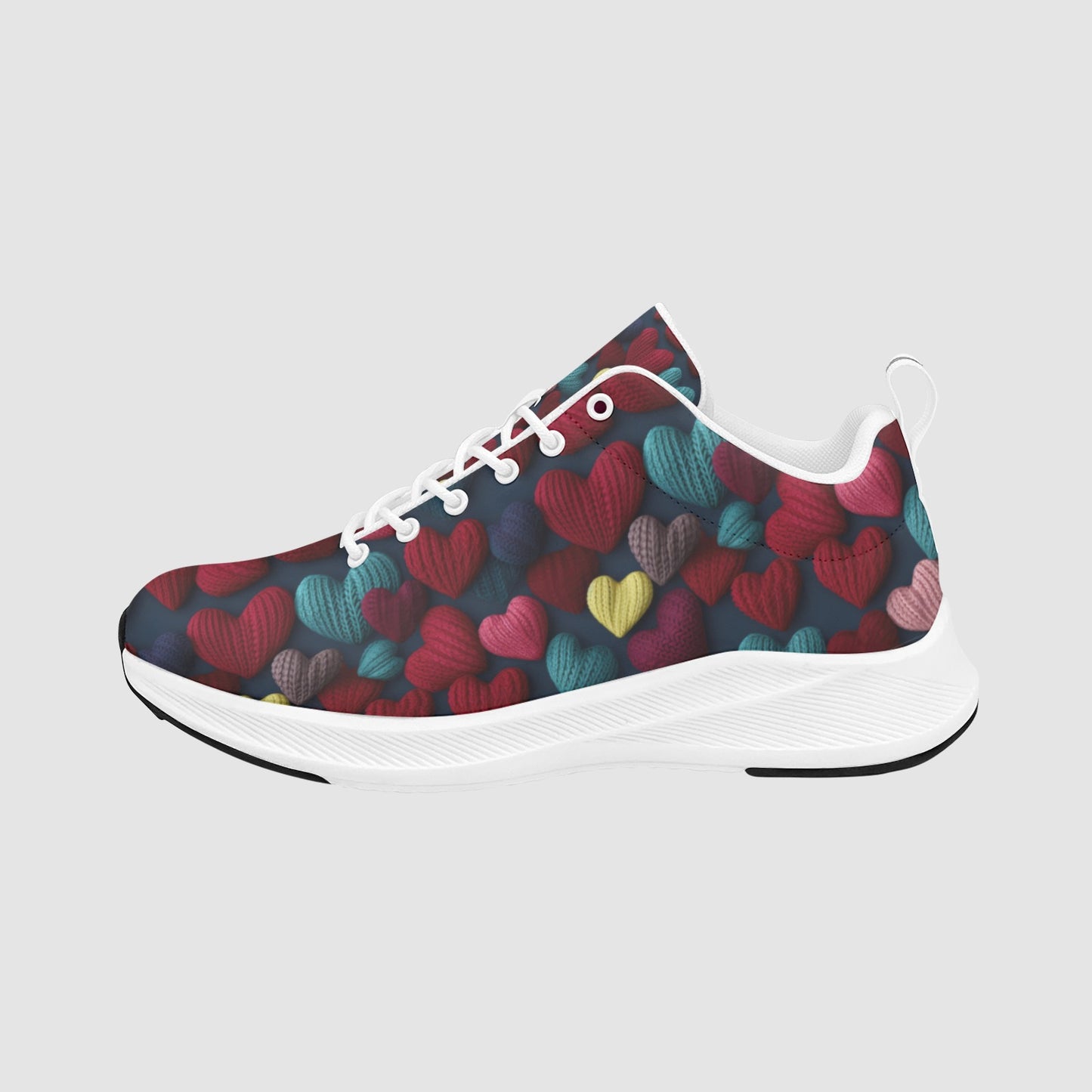 Women's Woven Heart Pattern Suede Breathable Athletic Running Shoes