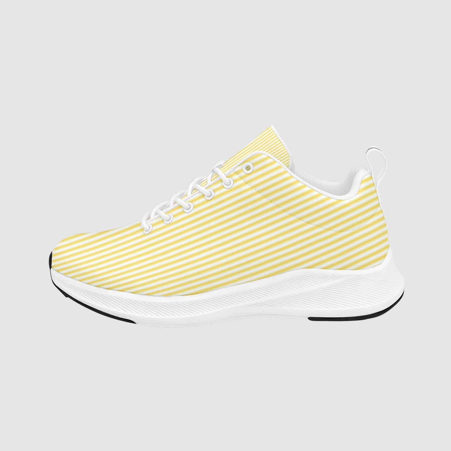 Women’s Yellow and White Pen Striped Suede Breathable Running Shoes