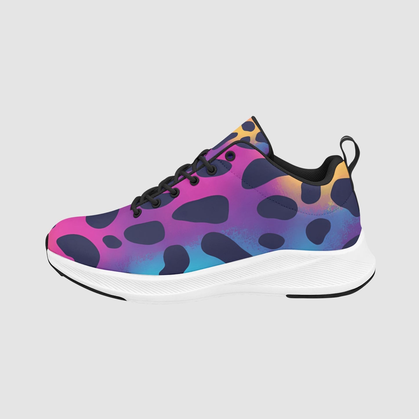 Women’s Rainbow Neon Leopard Print Suede Breathable Running Sneakers