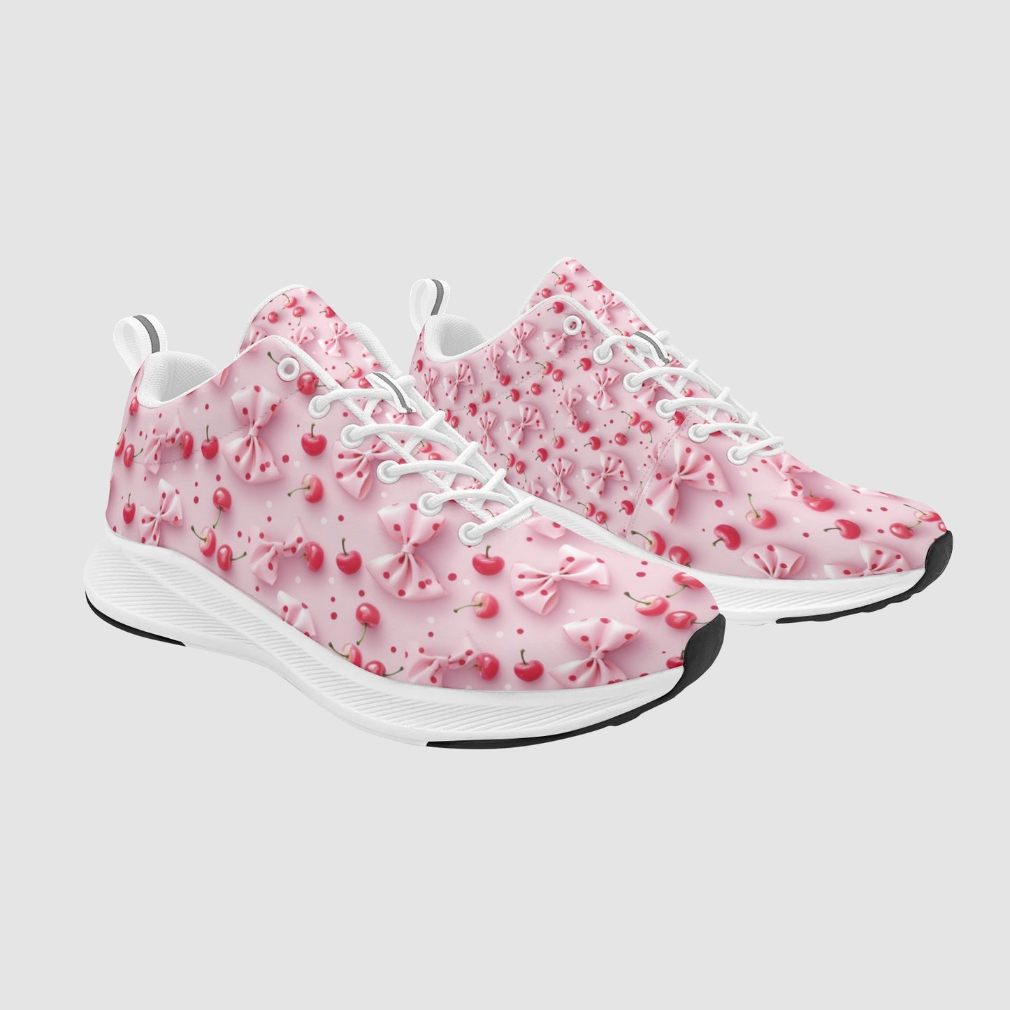 Women's Pink Bow Red Cherry Athleisure Sneakers