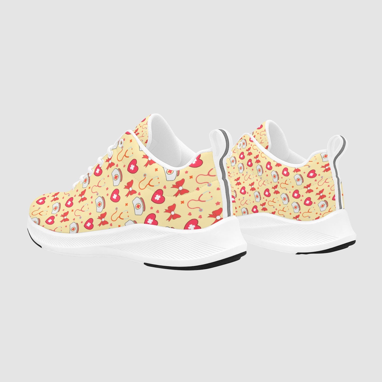 Women's Red Heart White Nursing Hat Suede Breathable Nursing Shoes