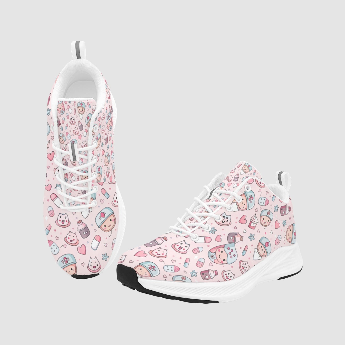 Women’s Yellow Smiles Heart Medical Icons Suede Nursing Sneakers