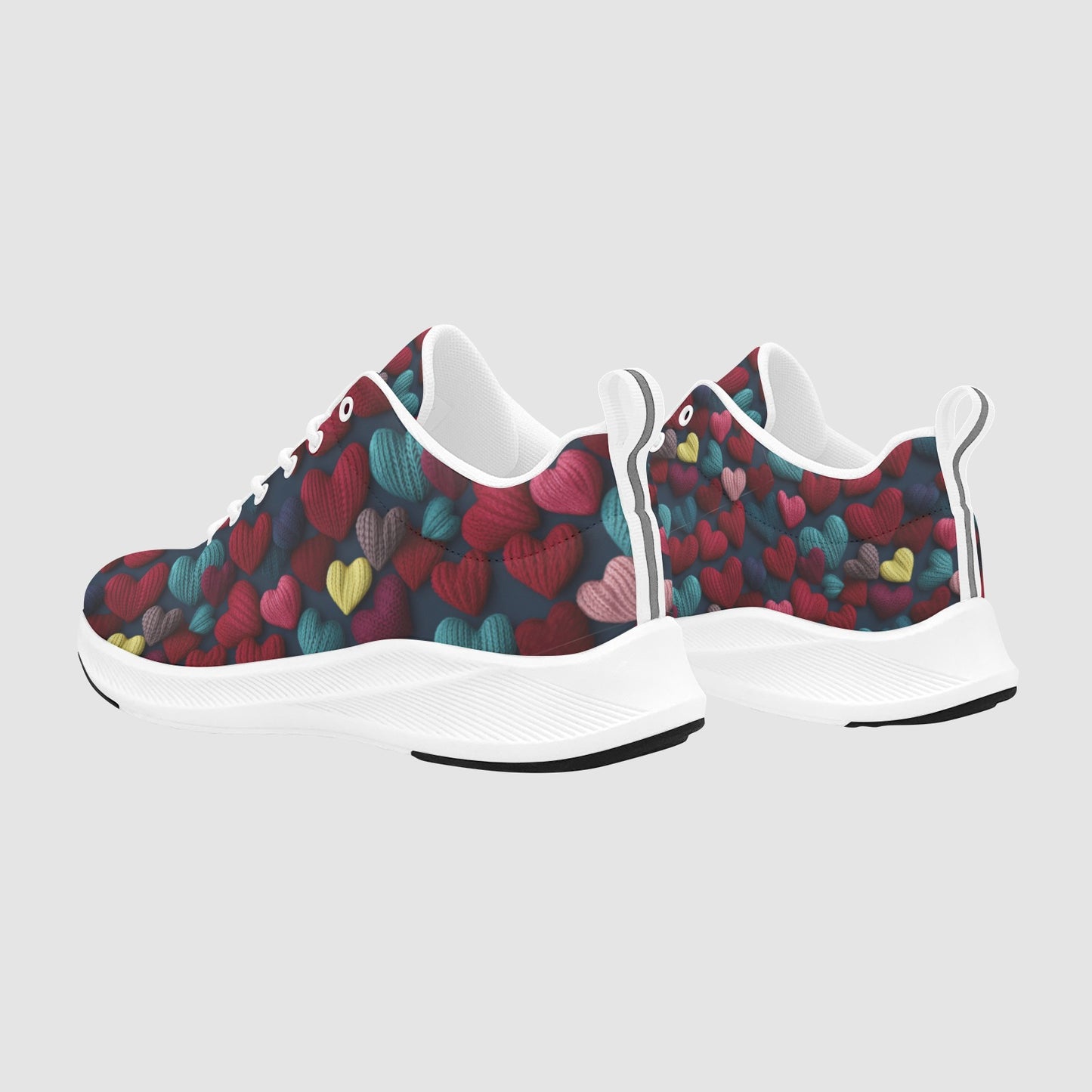Women's Woven Heart Pattern Suede Breathable Athletic Running Shoes