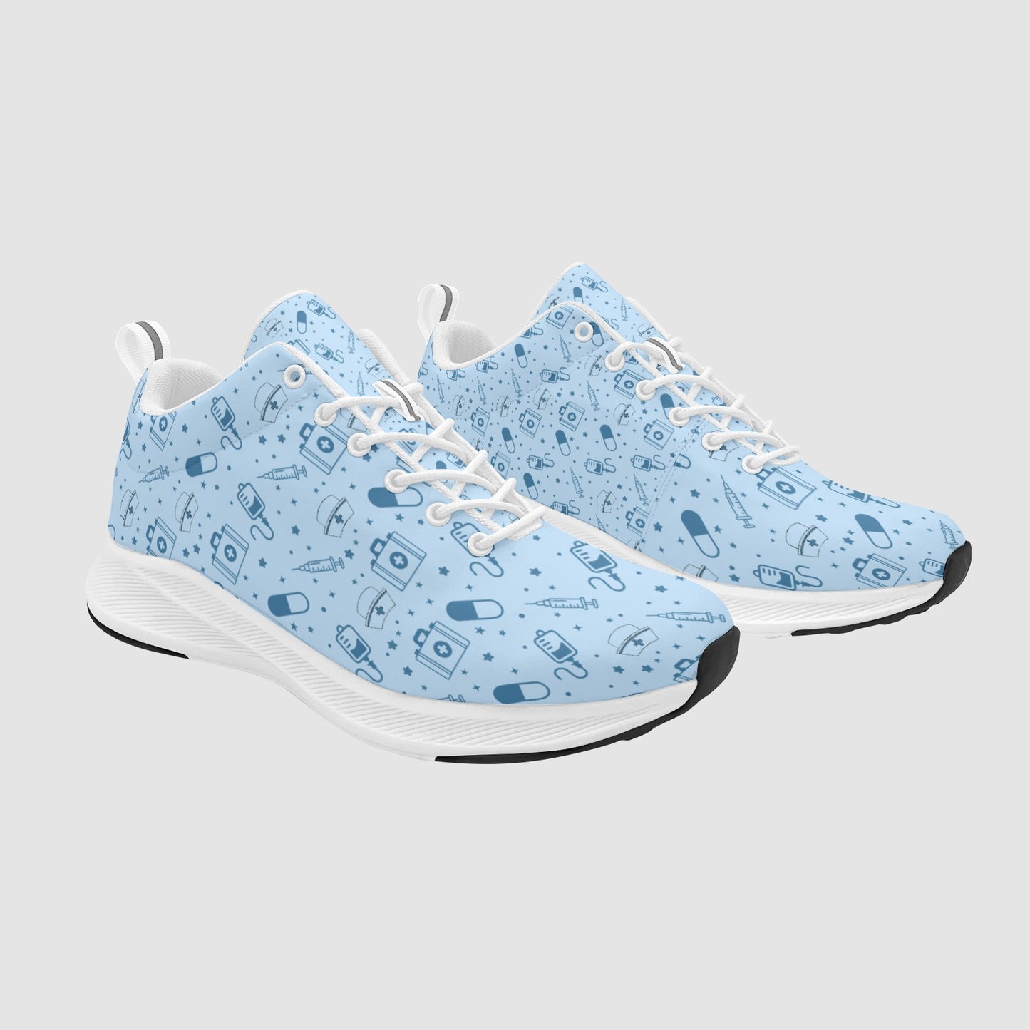 Women’s Light Blue Nursing Icons Suede Breathable Running Sneakers