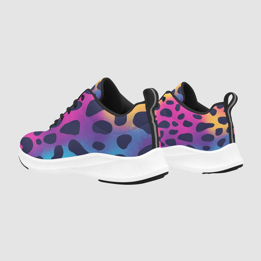 Women’s Rainbow Neon Leopard Print Suede Breathable Running Sneakers