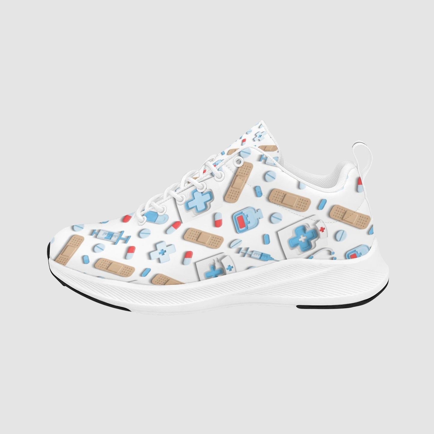 Women's Futuristic Medical Icon Suede Breathable Nursing Sneakers