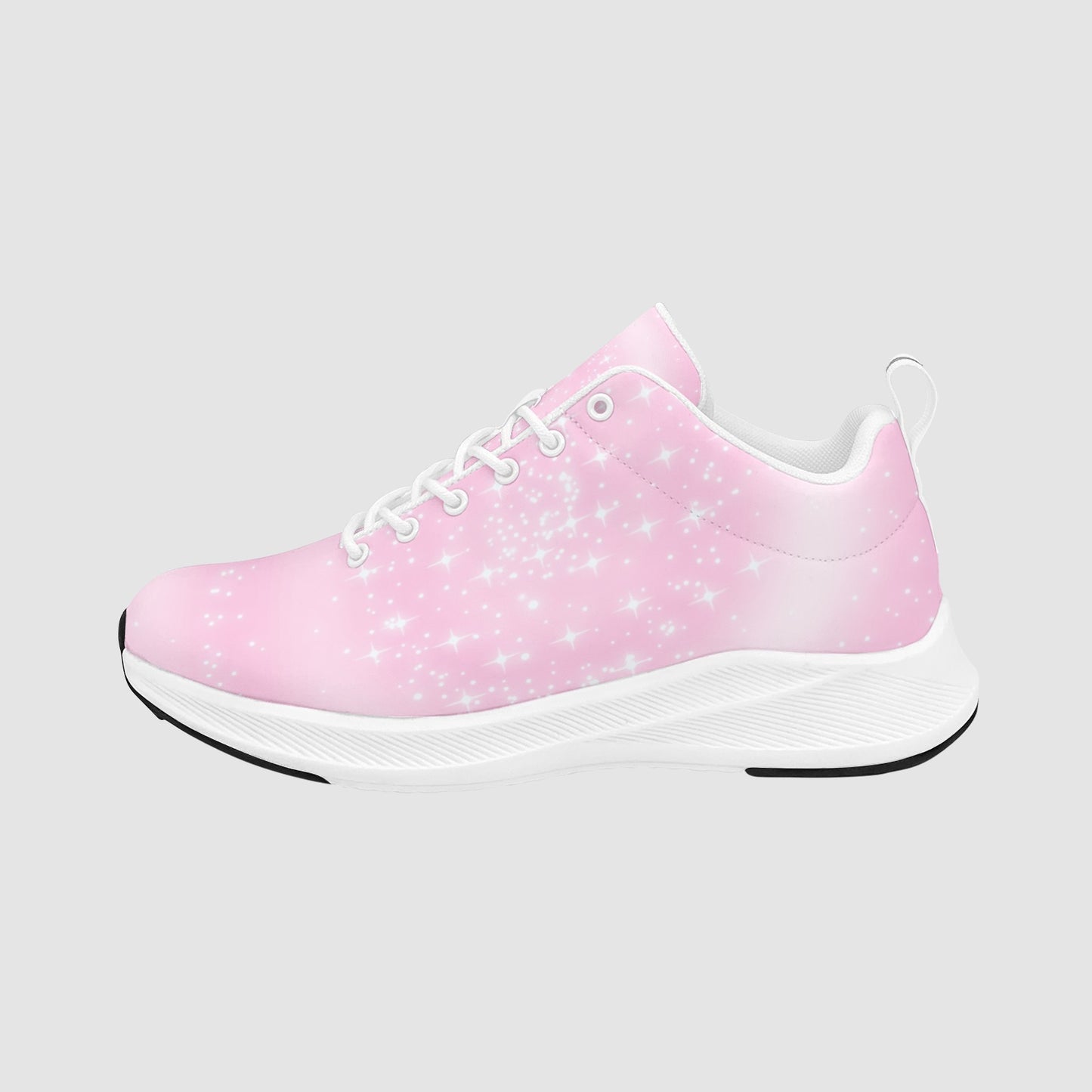 Women’s Pink White Stars Swirling Suede Breathable Running Sneakers