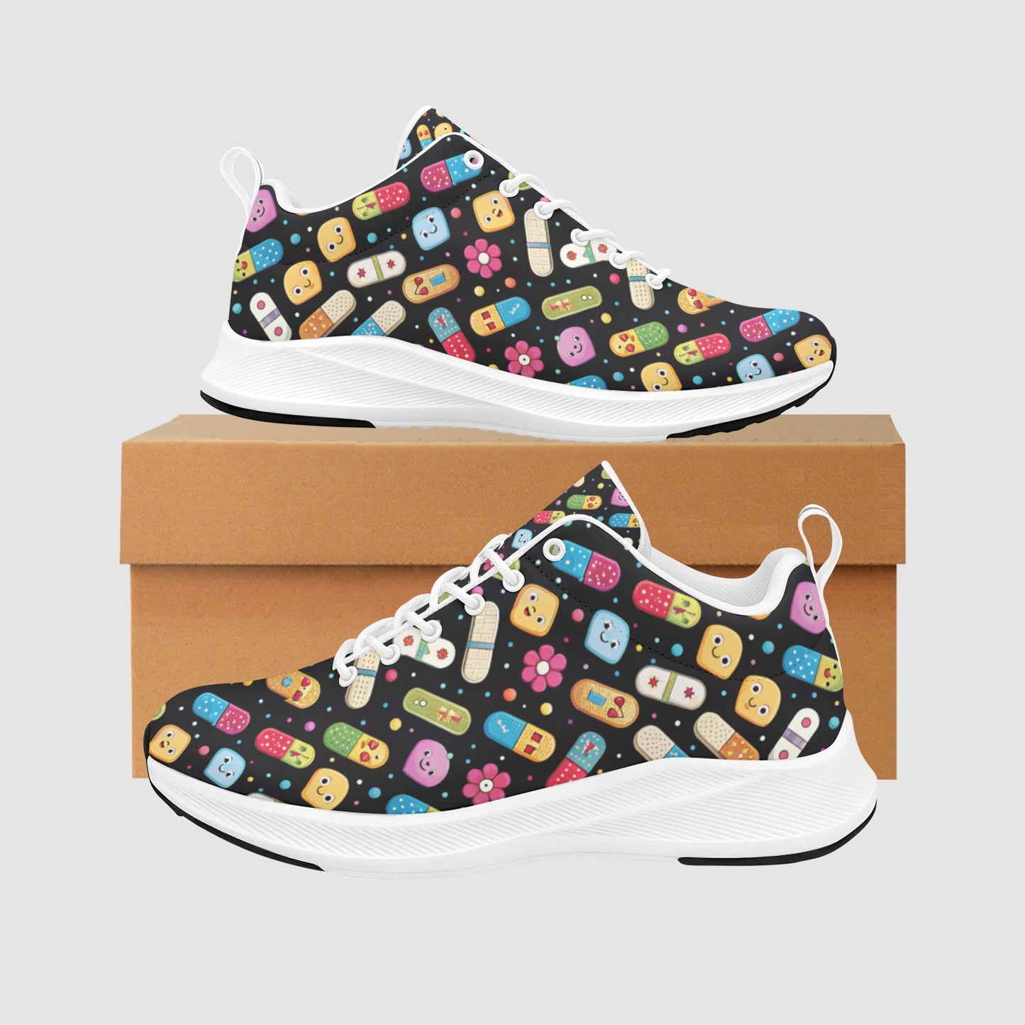 Women's Multicolor Pill Smiley Suede Breathable Nursing Running Shoes