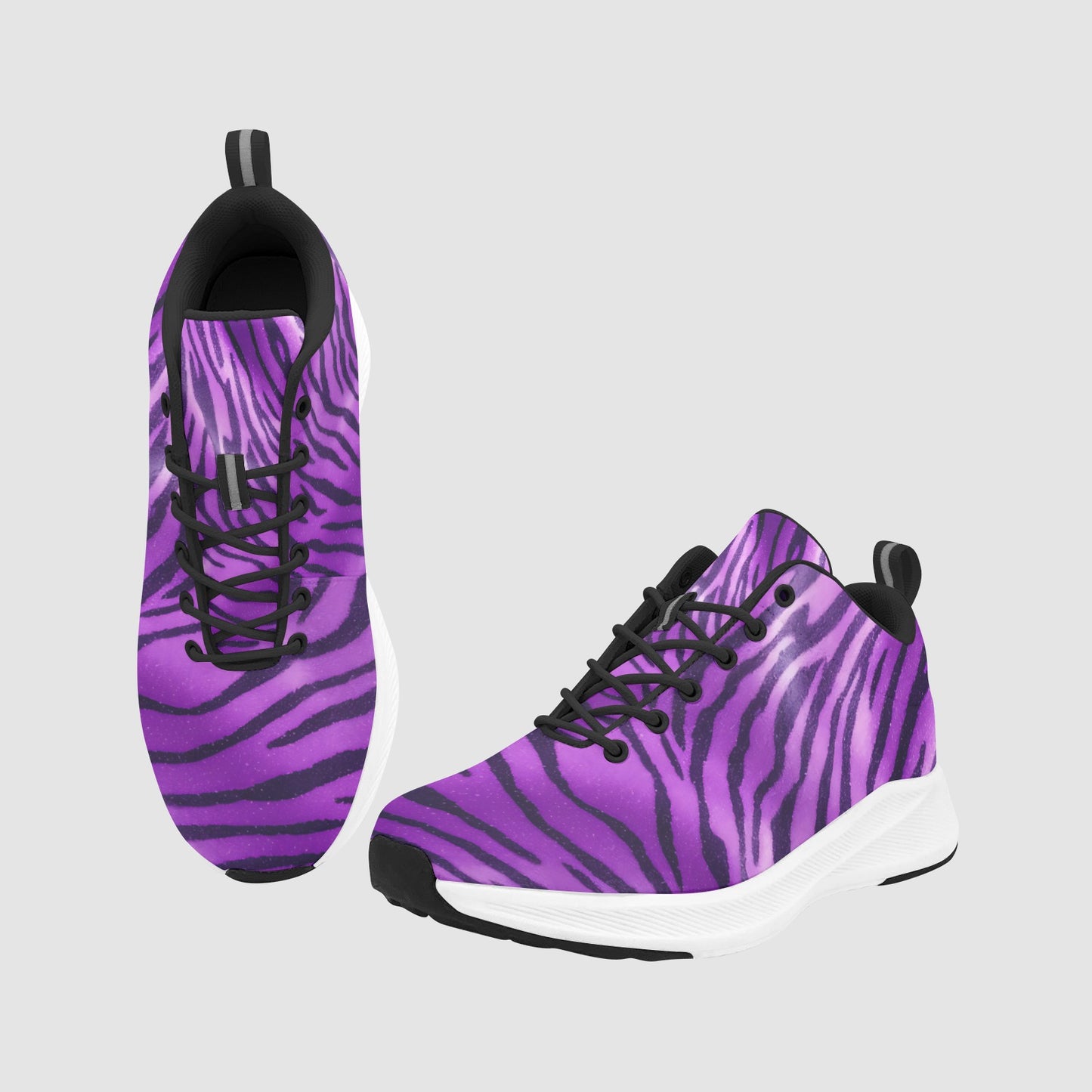 Women’s Black Purple Leopard Print Suede Breathable Running Sneakers