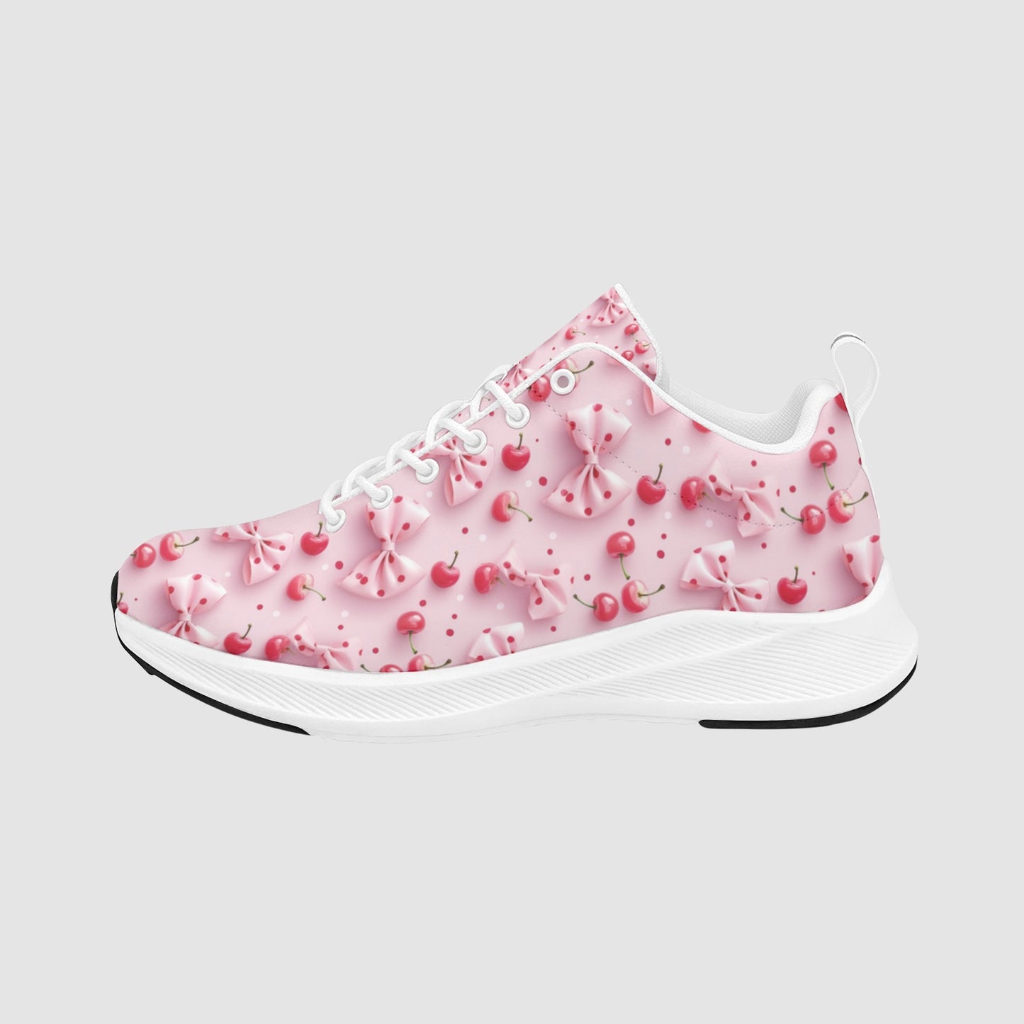 Women's Pink Bow Red Cherry Athleisure Sneakers