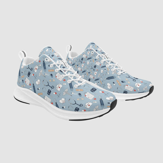 Women’s Healthcare Icon Blue Chart EKG Heart Suede Nursing Sneakers