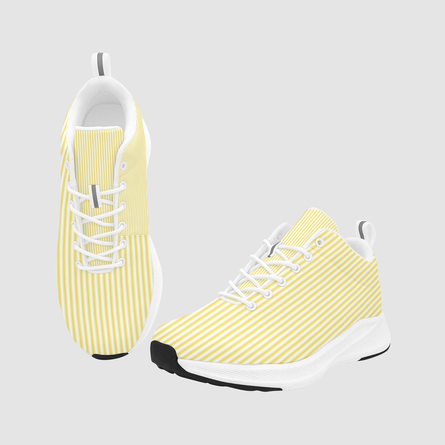 Women’s Yellow and White Pen Striped Suede Breathable Running Shoes
