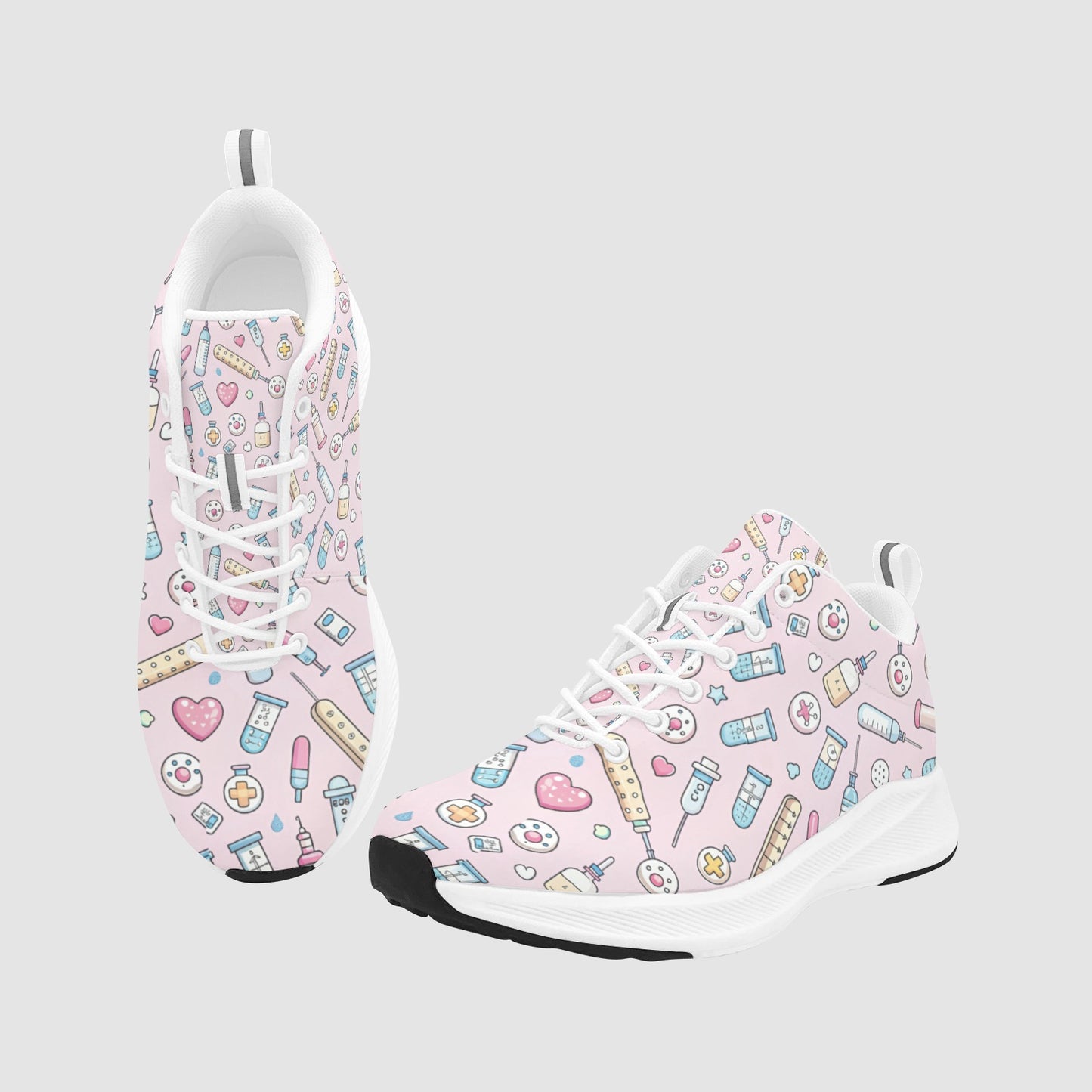 Women’s Pink Medical Icon Suede Breathable Nursing Running Sneakers