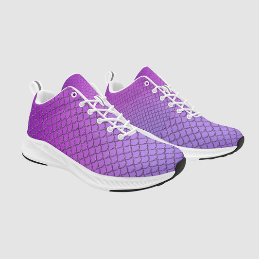 Women's Purple Silver Scallop Suede Breathable Athletic Running Shoes