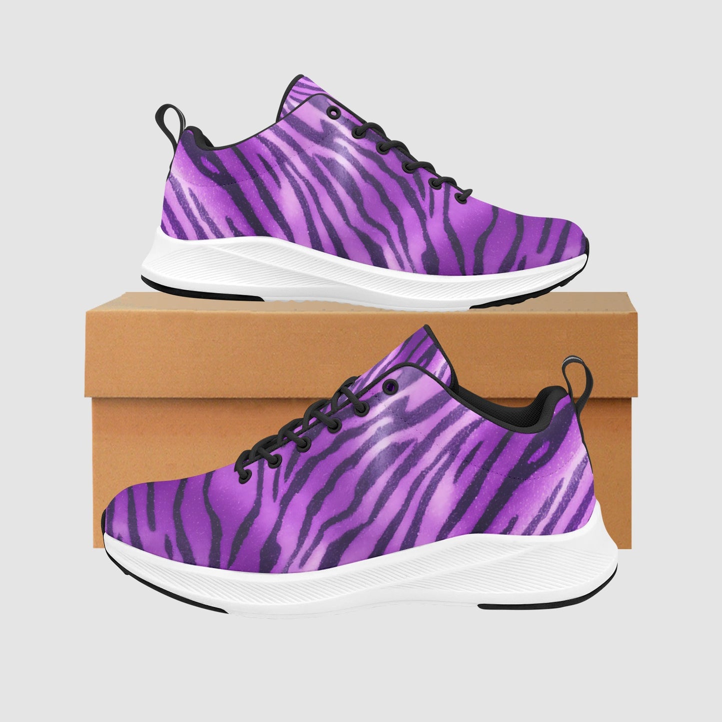 Women’s Black Purple Leopard Print Suede Breathable Running Sneakers