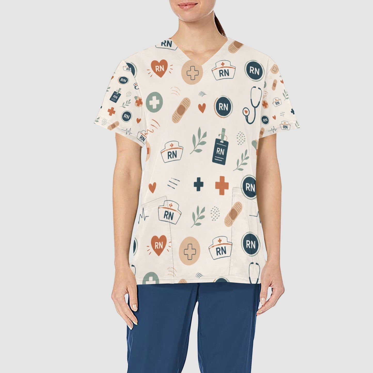 Women's Vintage RN Registered Nurse Professional Medical Scrub Top