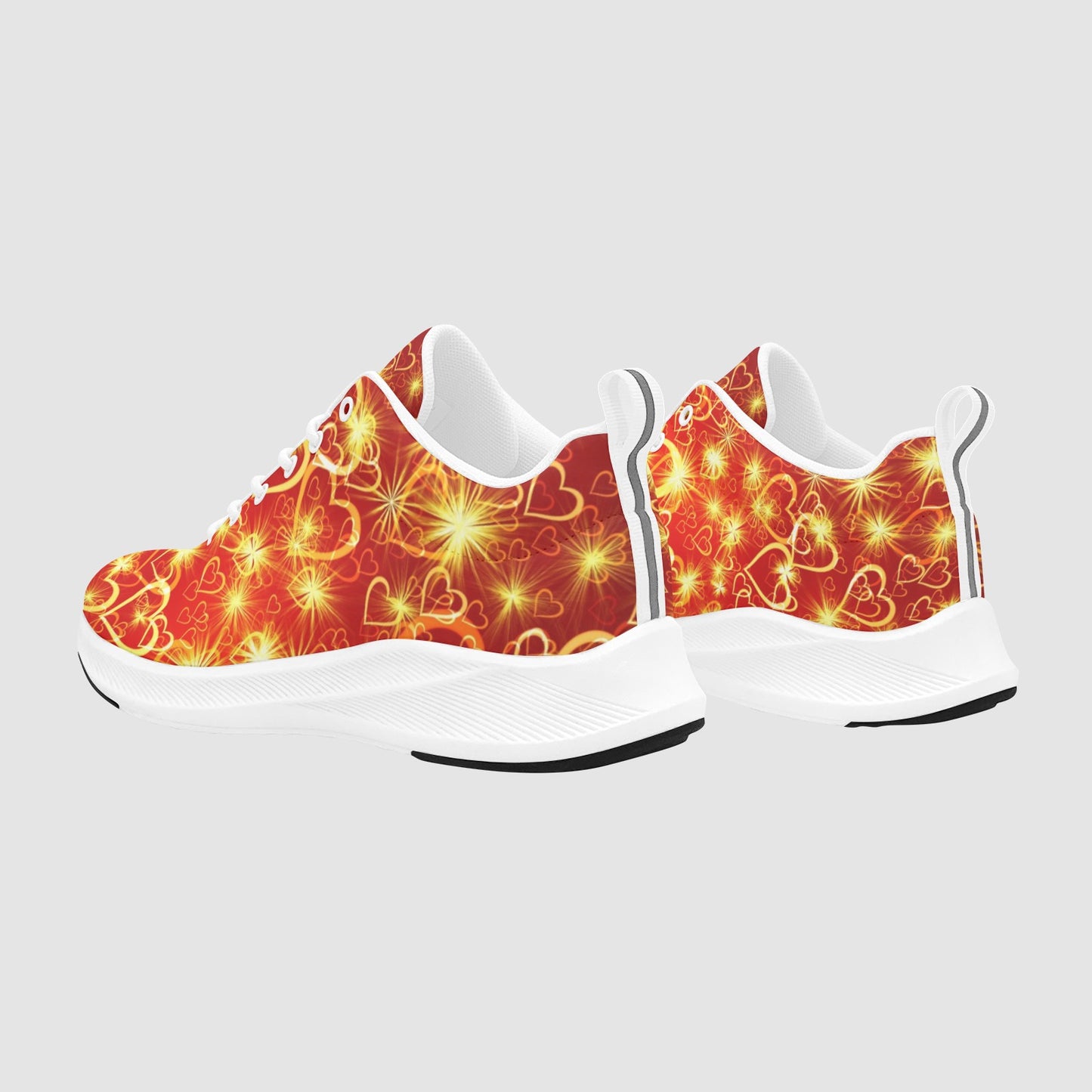 Women’s Radiant Red Yellow Heart Star Suede Breathable Running Shoes