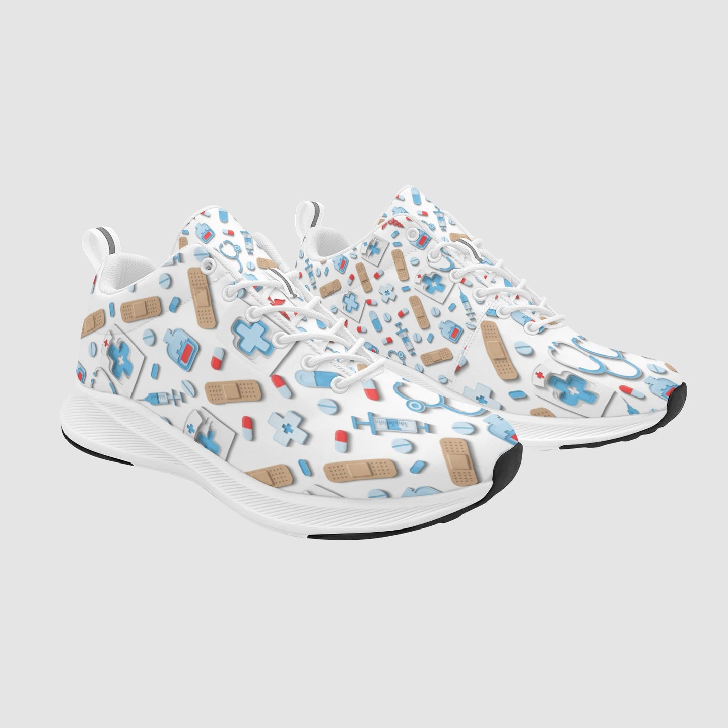 Women's Futuristic Medical Icon Suede Breathable Nursing Sneakers