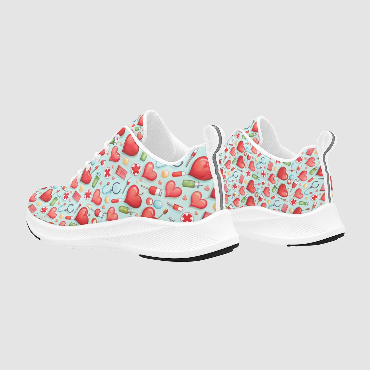 Women’s Red Hearts Stethoscopes Suede Breathable Nursing Shoes