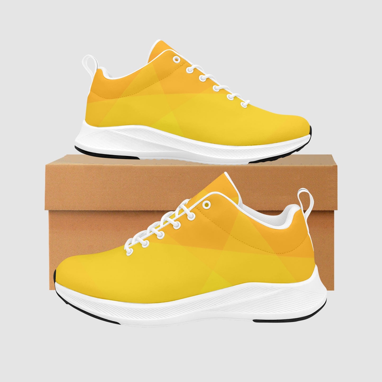 Women’s Orange Yellow Ombre Suede Breathable Athletic Running Shoes