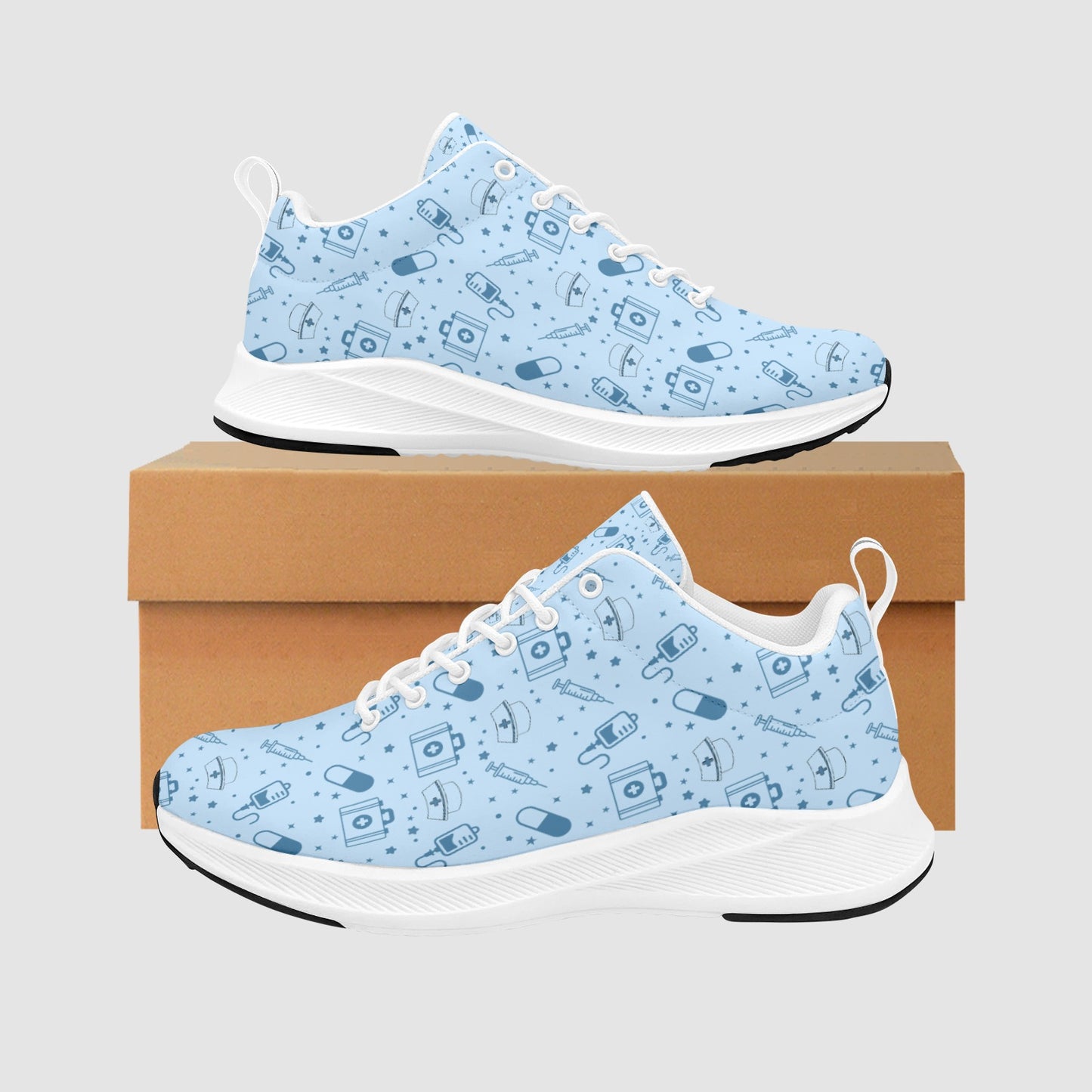 Women’s Light Blue Nursing Icons Suede Breathable Running Sneakers