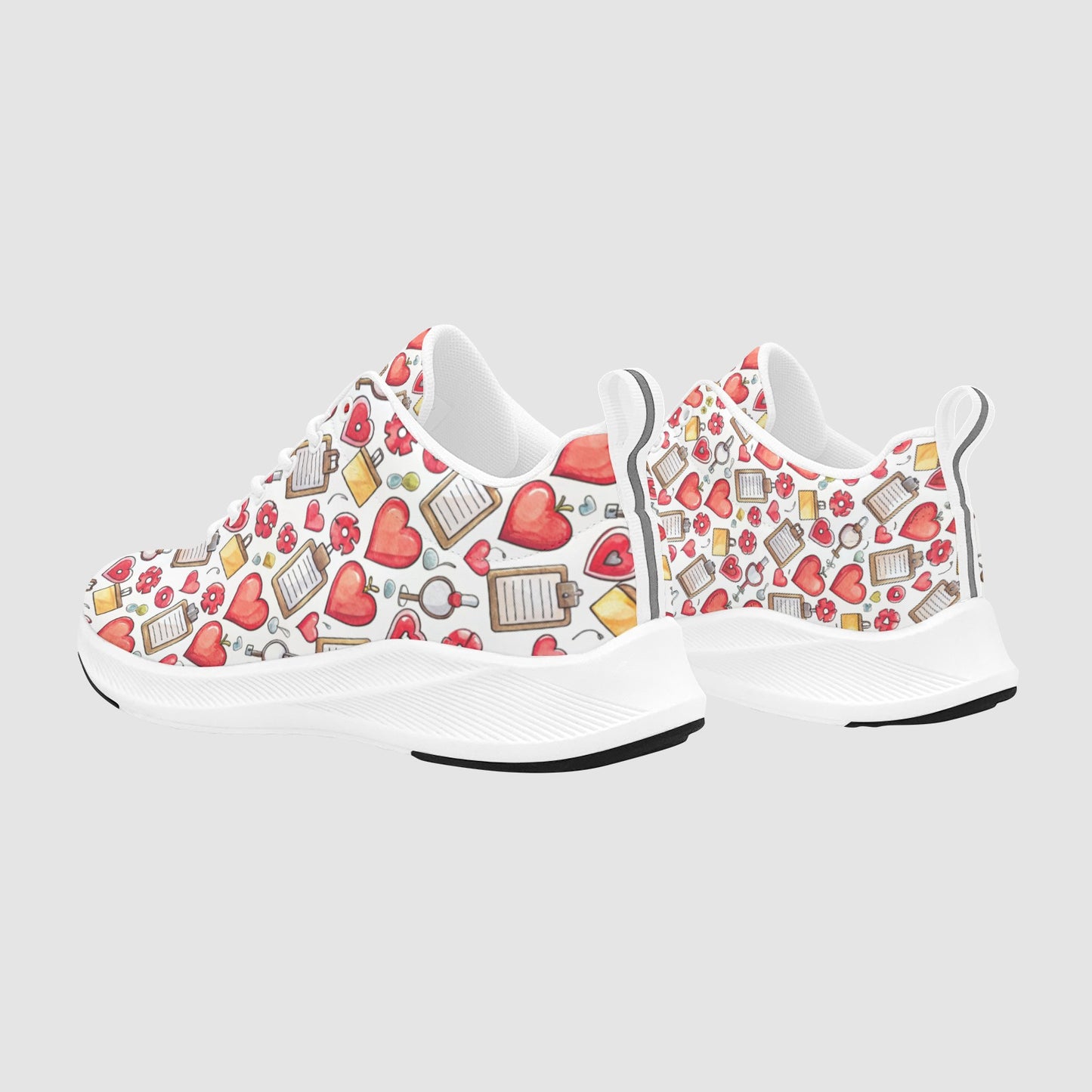 Women's Red Hearts Clipboards Nursing Suede Breathable Running Shoes