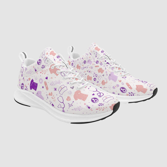 Women's White Smoke Caregiver Suede Breathable Athletic Running Shoes