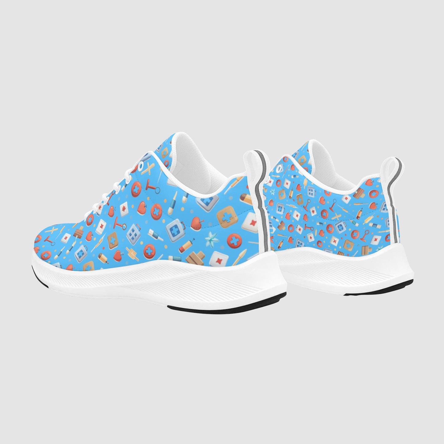 Women's Vintage Light Blue Medical Icon Suede Breathable Sneakers