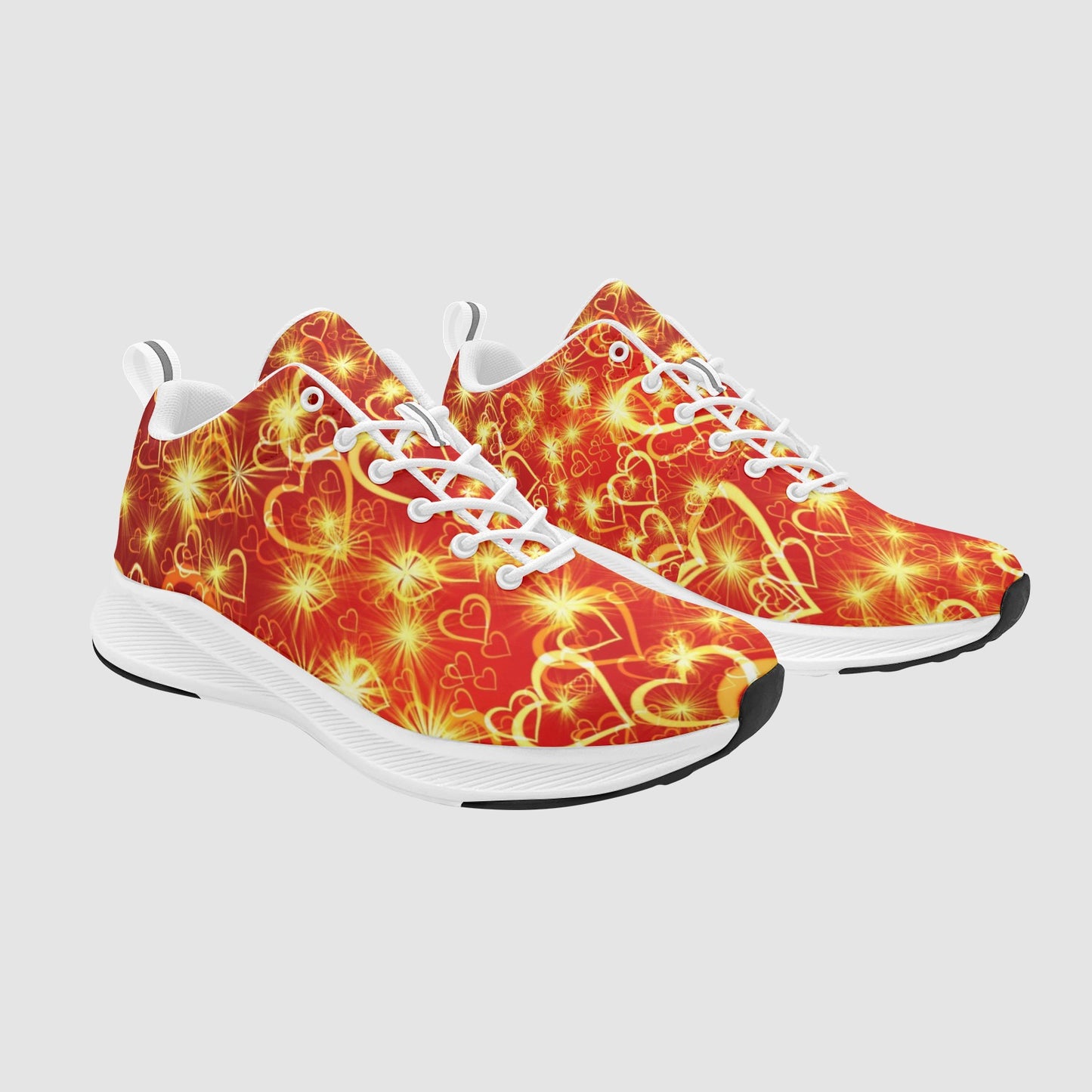 Women’s Radiant Red Yellow Heart Star Suede Breathable Running Shoes