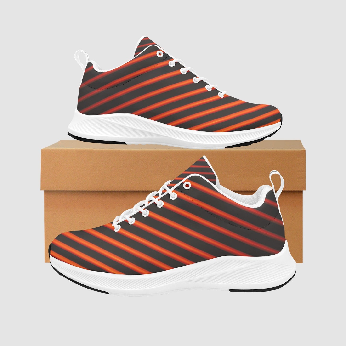 Women’s Red and Black Striped Suede Breathable Athletic Sneakers