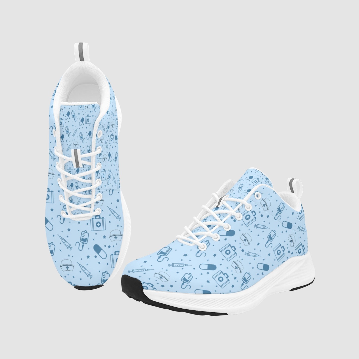 Women’s Light Blue Nursing Icons Suede Breathable Running Sneakers