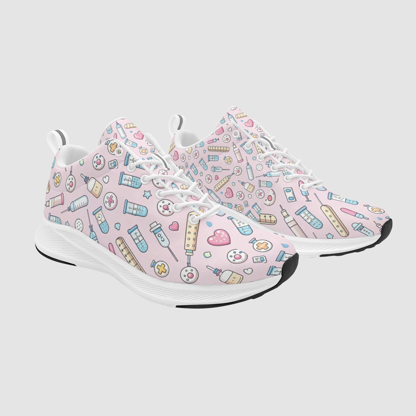 Women’s Pink Medical Icon Suede Breathable Nursing Running Sneakers