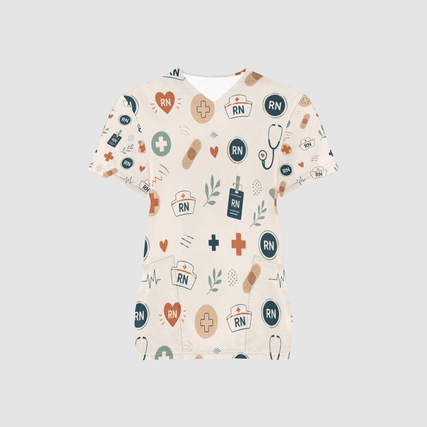 Women's Vintage RN Registered Nurse Professional Medical Scrub Top