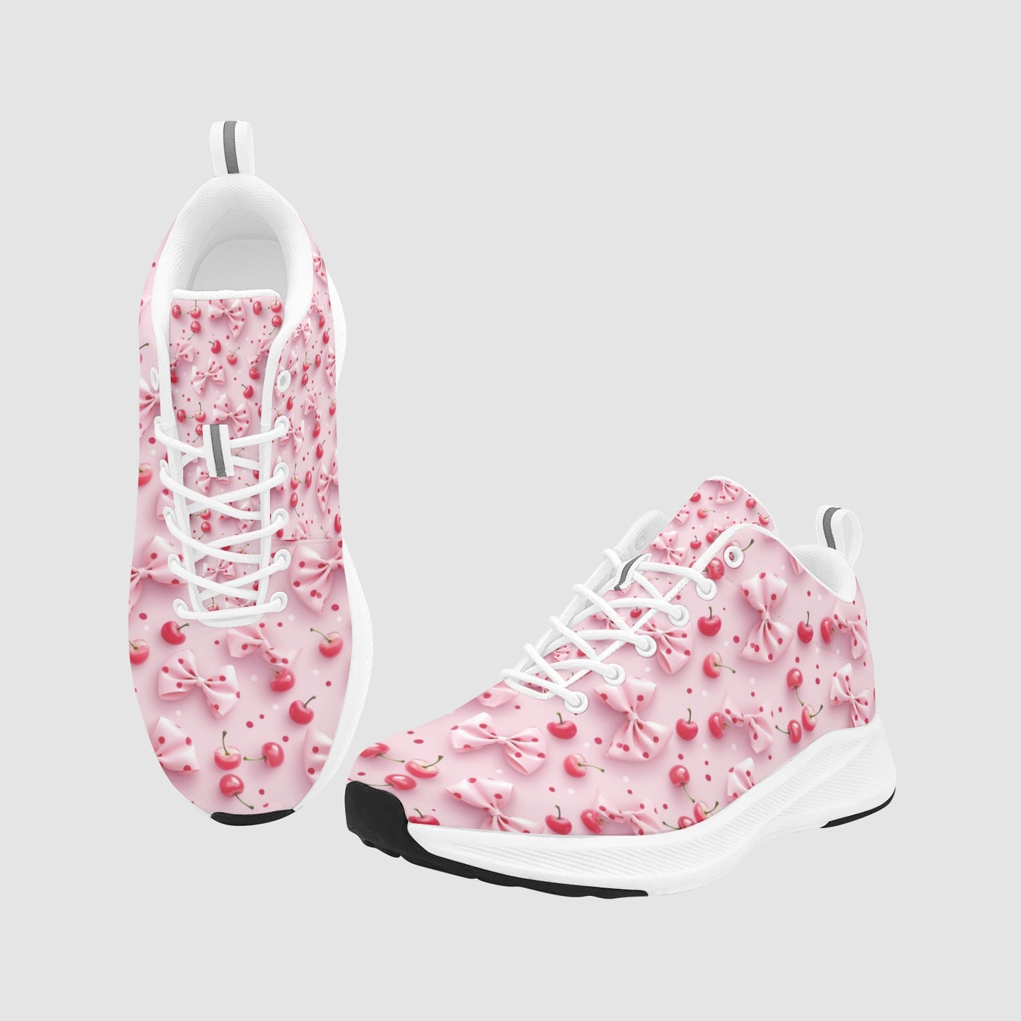 Women's Pink Bow Red Cherry Athleisure Sneakers