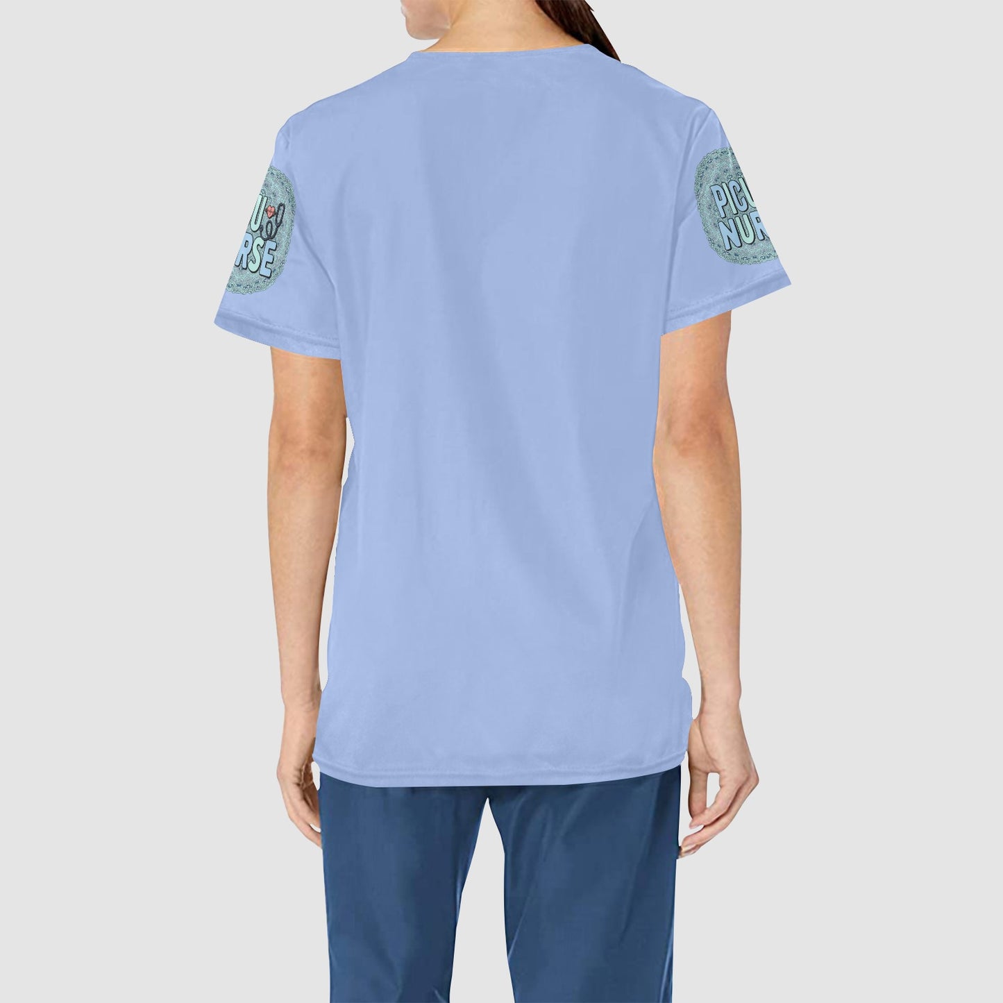 Women's PICU Nurse Mandala Logo Professional Performance Scrub Top