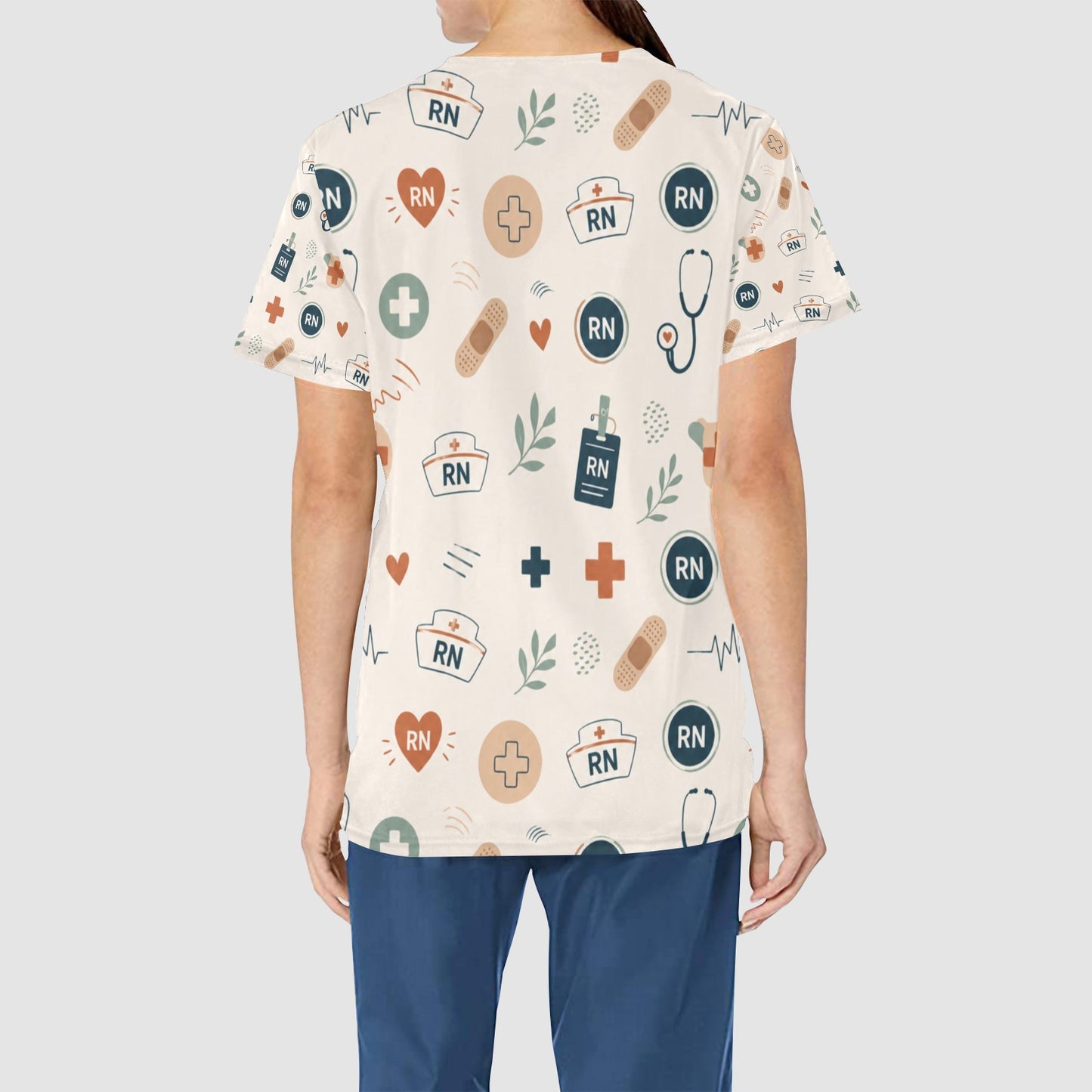 Women's Vintage RN Registered Nurse Professional Medical Scrub Top