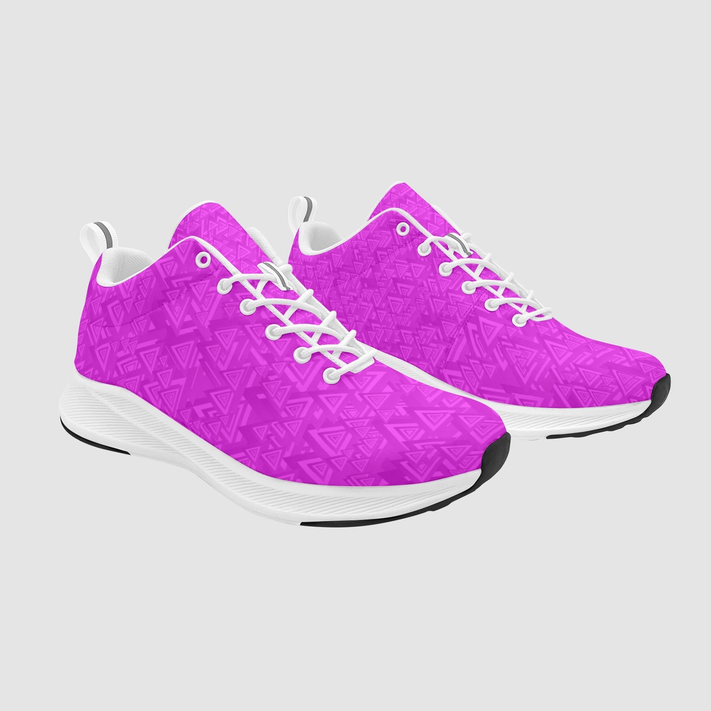 Women’s Hot Pink Geometric Triangle Suede Breathable Running Shoes