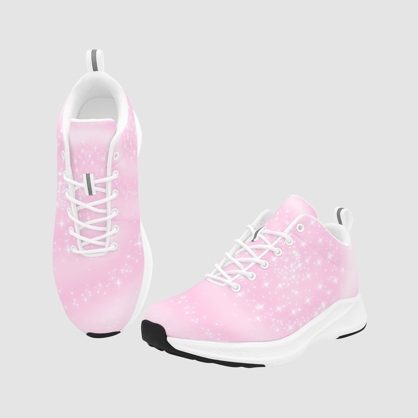 Women’s Pink White Stars Swirling Suede Breathable Running Sneakers