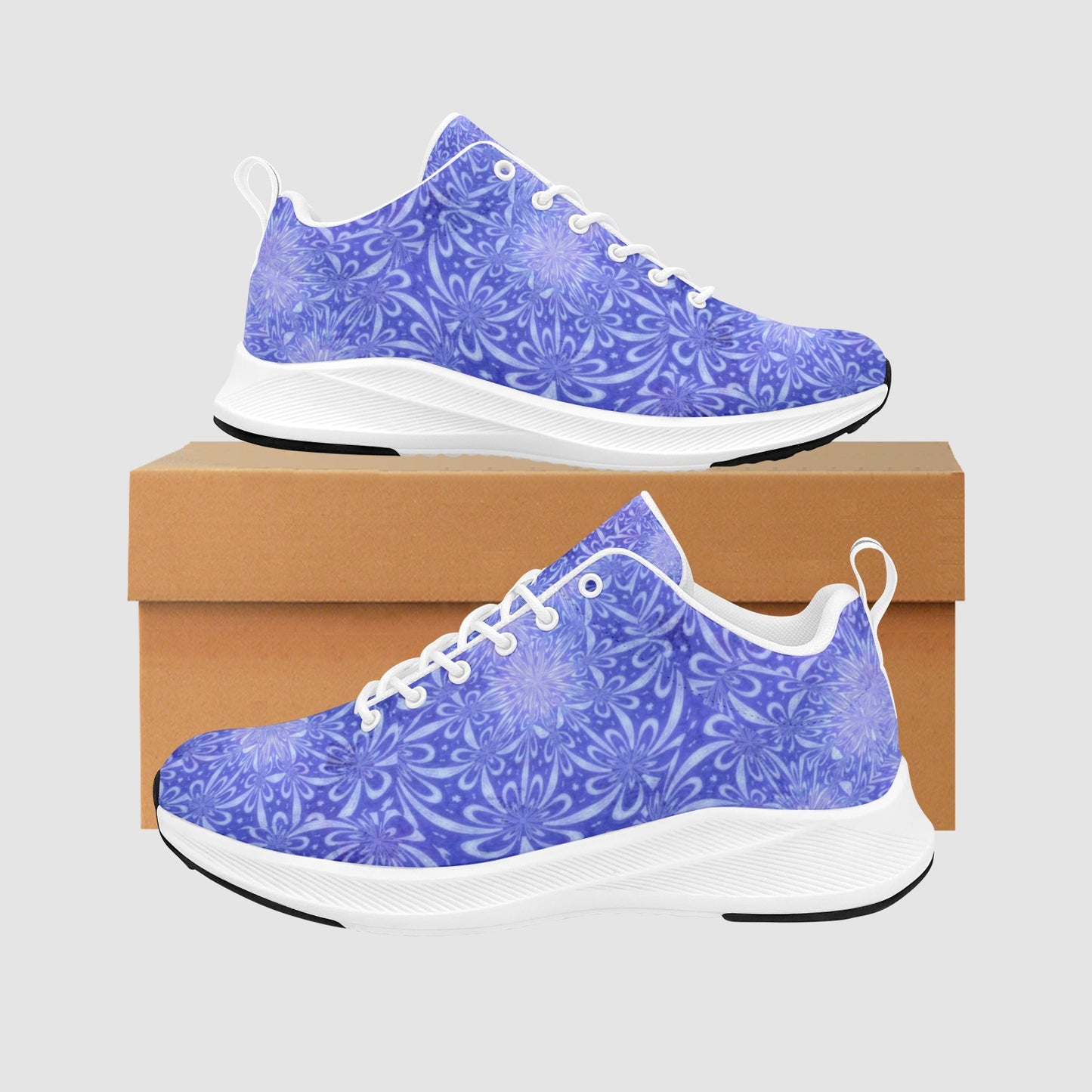 Women’s Purple White Exploding Fractal Suede Breathable Running Shoes
