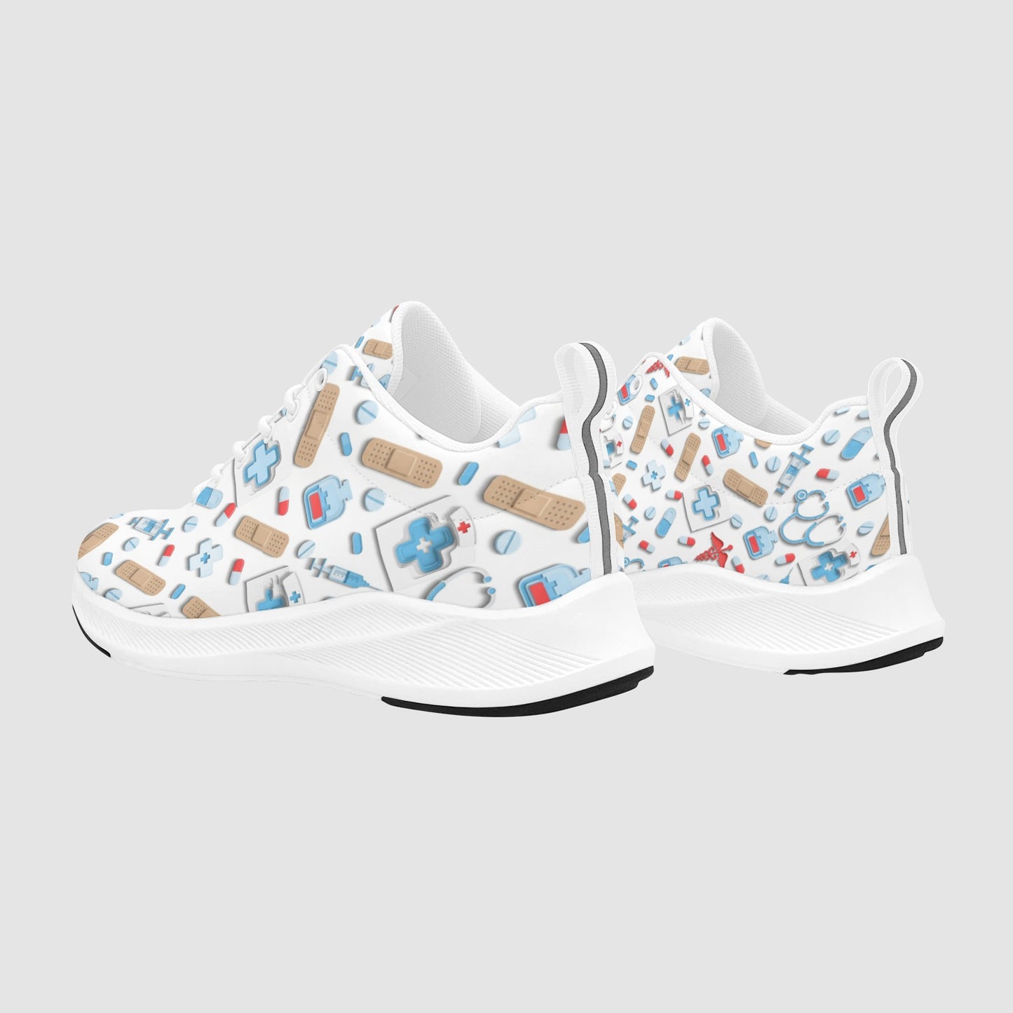 Women's Futuristic Medical Icon Suede Breathable Nursing Sneakers