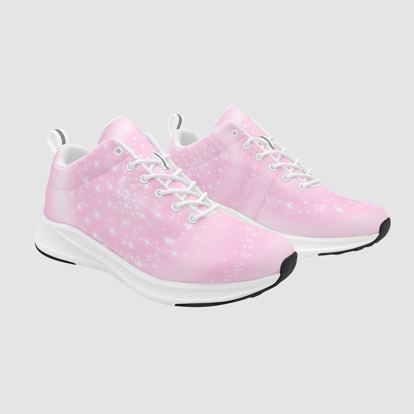 Women’s Pink White Stars Swirling Suede Breathable Running Sneakers