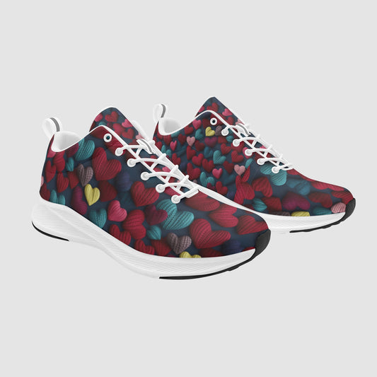Women's Woven Heart Pattern Suede Breathable Athletic Running Shoes
