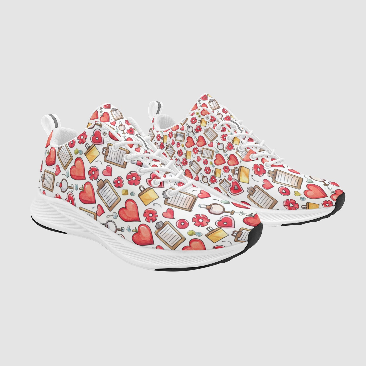 Women's Red Hearts Clipboards Nursing Suede Breathable Running Shoes