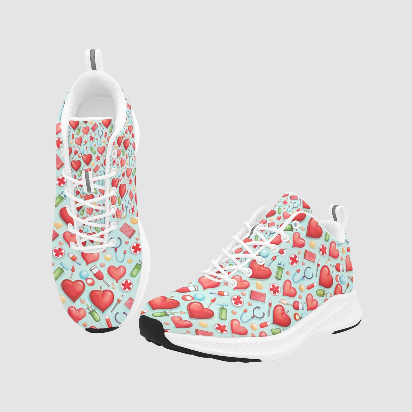 Women’s Red Hearts Stethoscopes Suede Breathable Nursing Shoes