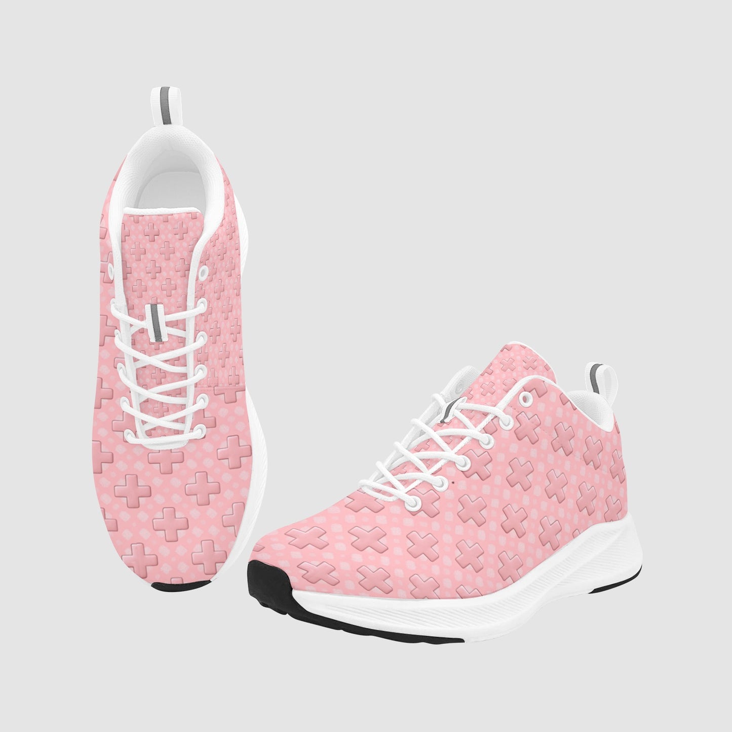 Womens Pink Medical Cross Suede Breathable Leather Nursing Shoes