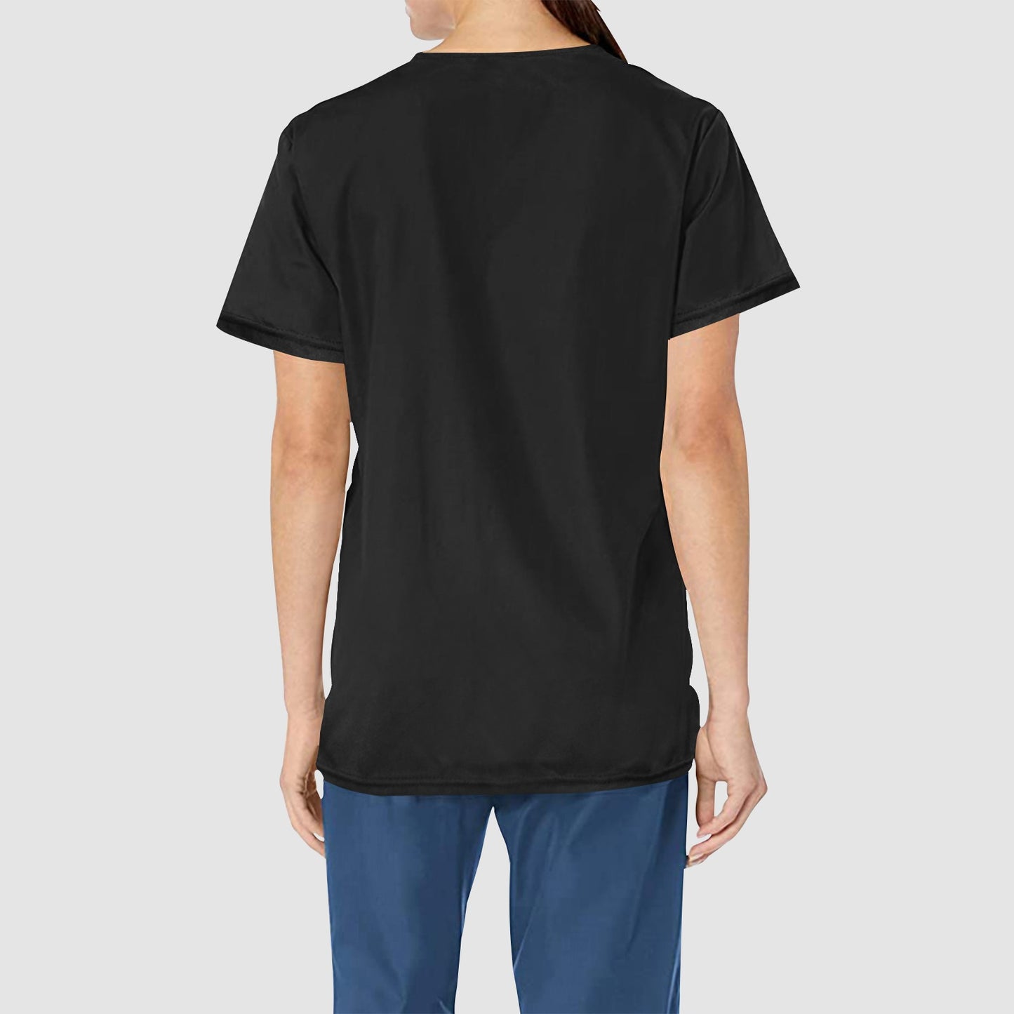 Women's Nursing is a Work of Heart Professional Black Scrub Top