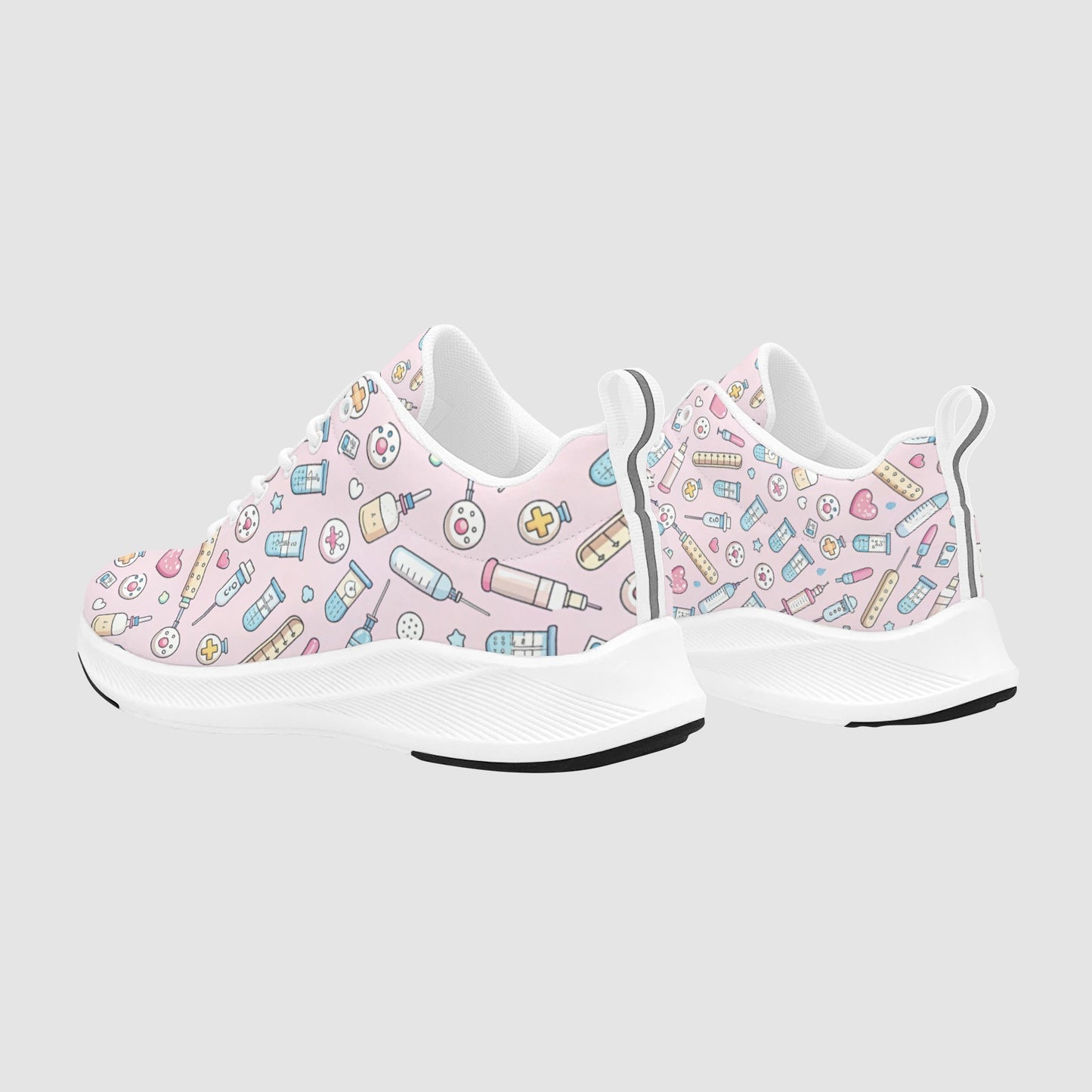 Women’s Pink Medical Icon Suede Breathable Nursing Running Sneakers